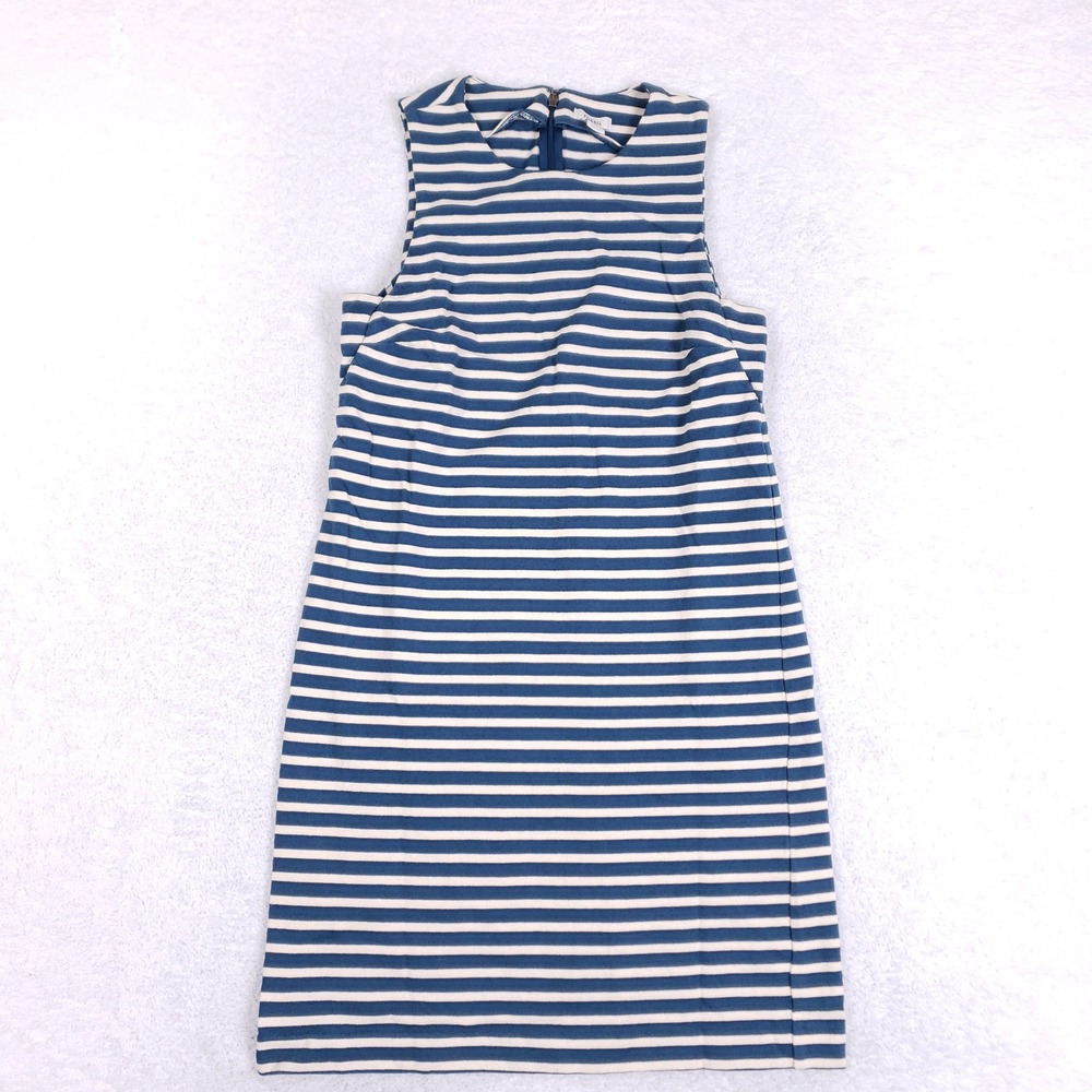 Fossil Striped Dress Womens XS Sleeveless Shift Knit Blue Cream Nautical Mod